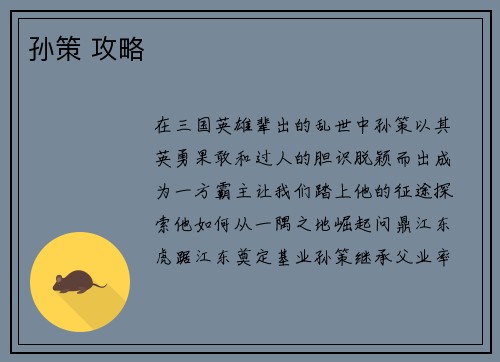孙策 攻略
