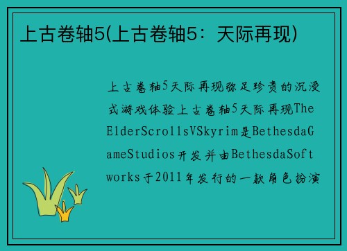 上古卷轴5(上古卷轴5：天际再现)